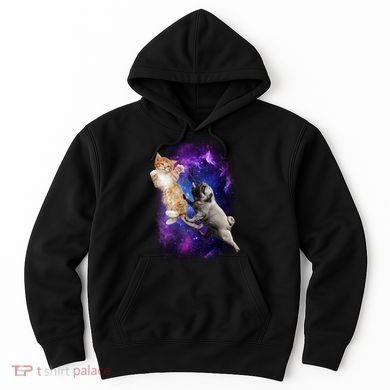 Cat And Pug In Space Hoodie