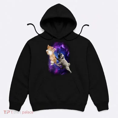 Cat And Pug In Space Hoodie
