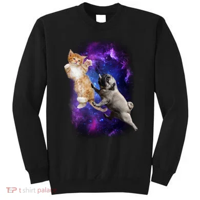 Cat And Pug In Space Sweatshirt