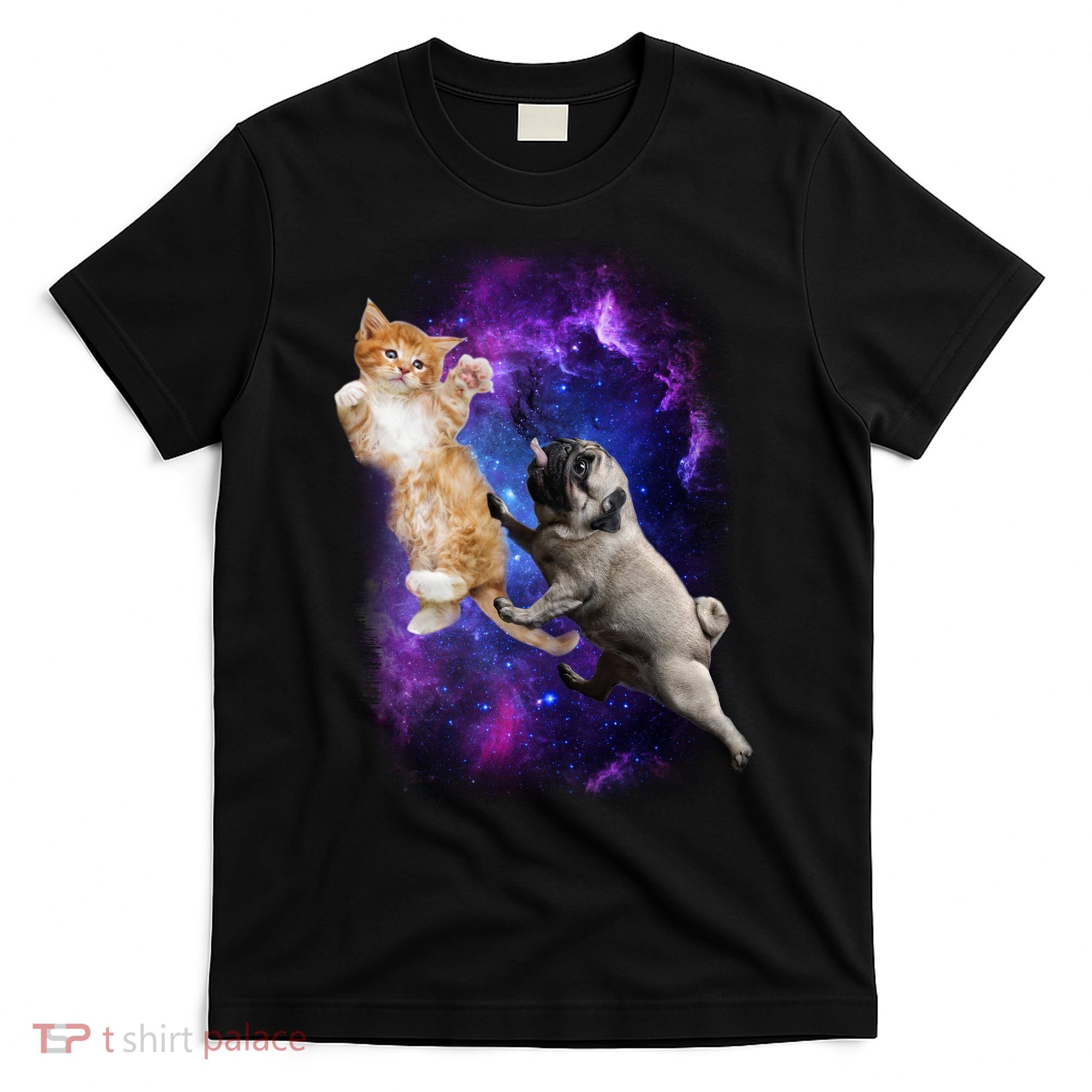 Cat And Pug In Space T-Shirt