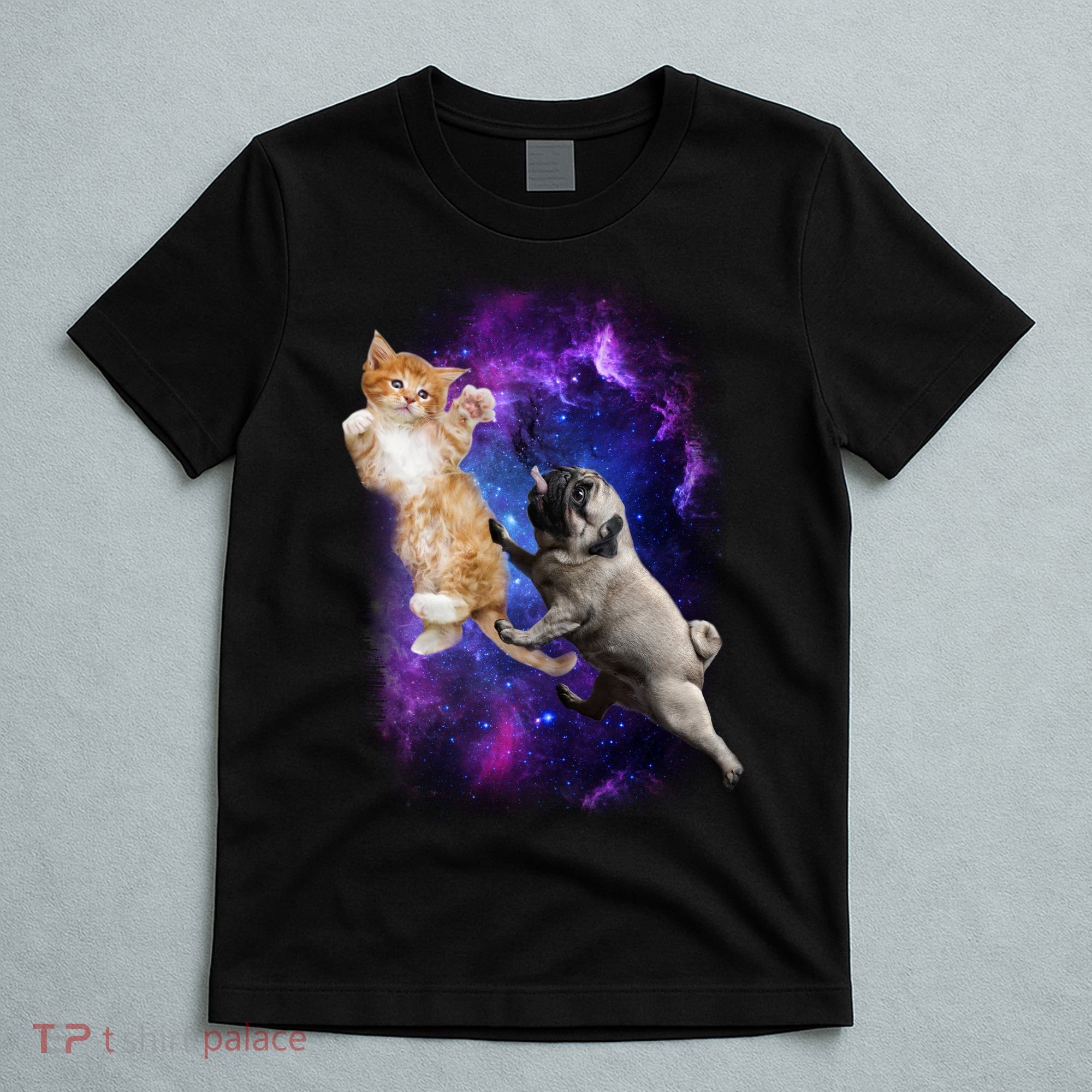 Cat And Pug In Space T-Shirt