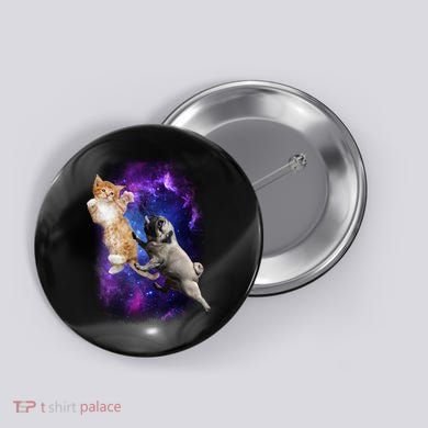 Cat And Pug In Space Button
