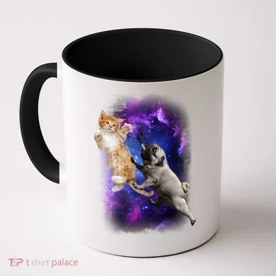 Cat And Pug In Space Coffee Mug
