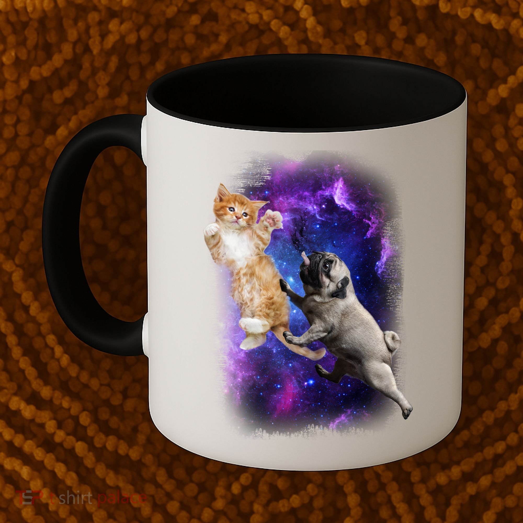 Cat And Pug In Space Coffee Mug
