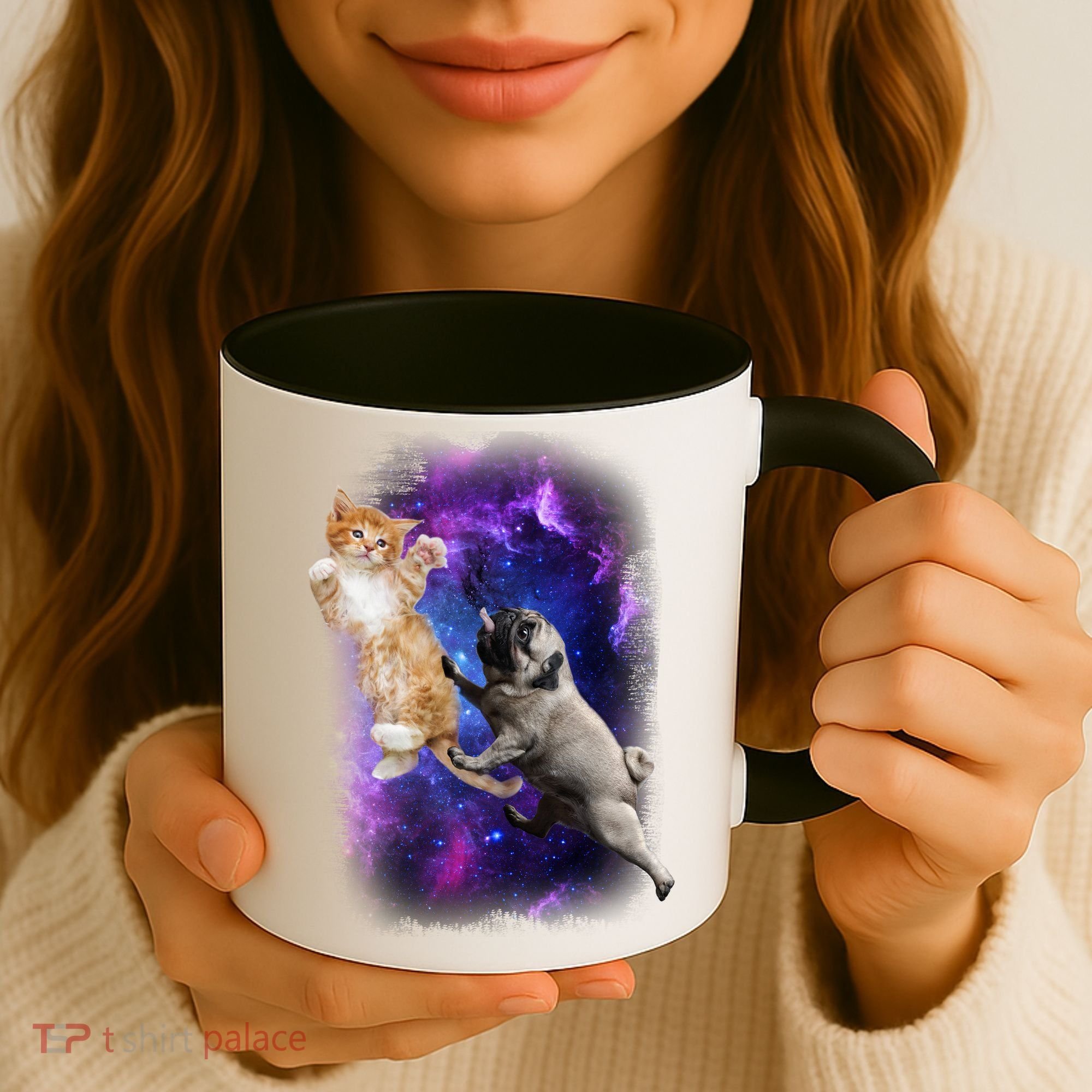 Cat And Pug In Space Coffee Mug