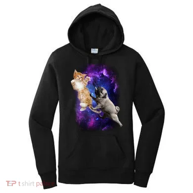Cat And Pug In Space Women's Hoodie