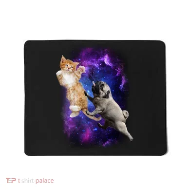 Cat And Pug In Space Mousepad