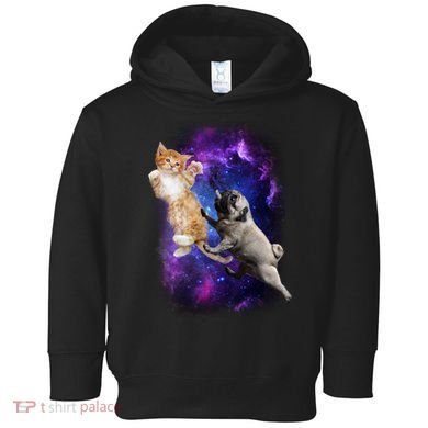 Cat And Pug In Space Toddler Hoodie