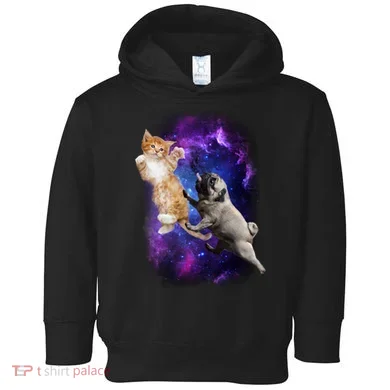 Cat And Pug In Space Toddler Hoodie