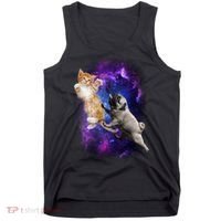 Cat And Pug In Space Tank Top thumb 0