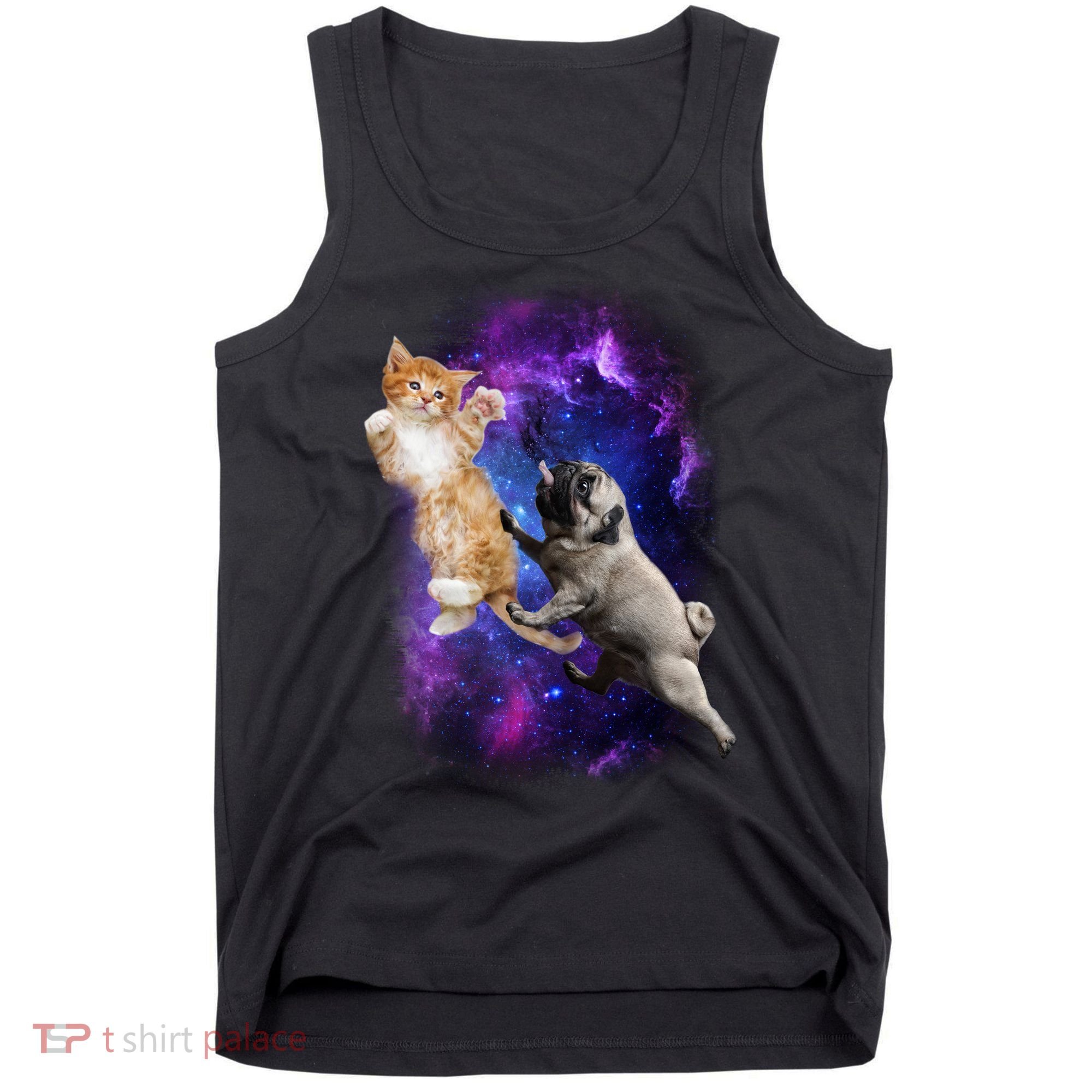 Cat And Pug In Space Tank Top