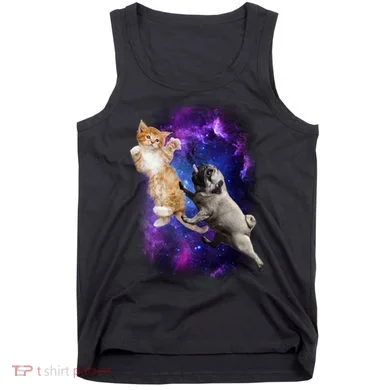 Cat And Pug In Space Tank Top
