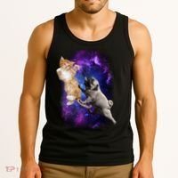 Cat And Pug In Space Tank Top thumb 3