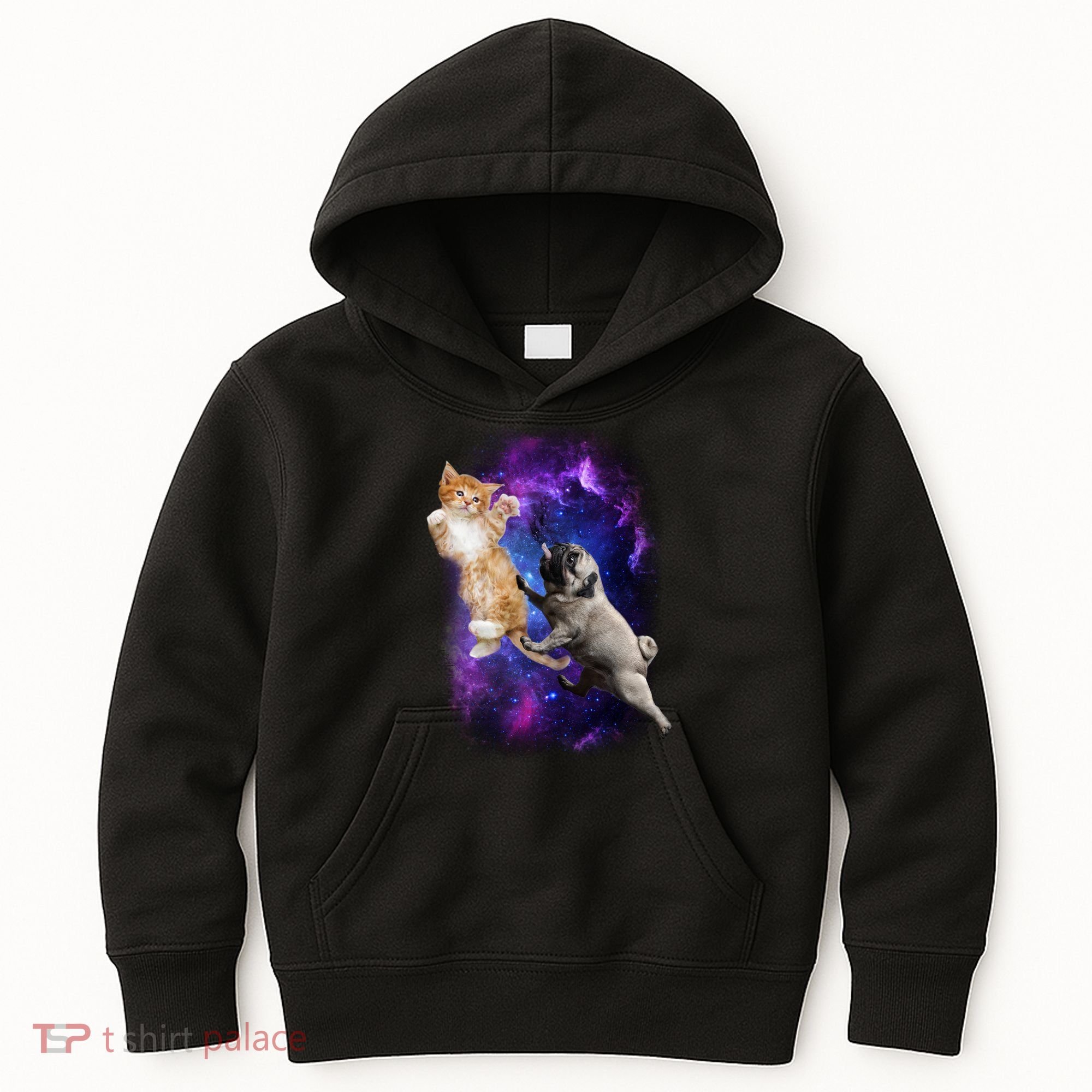 Cat And Pug In Space Kids Hoodie