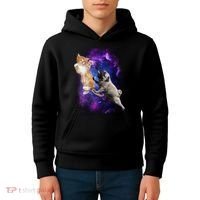 Cat And Pug In Space Kids Hoodie thumb 4