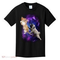 Cat And Pug In Space Kids T-Shirt thumb 0