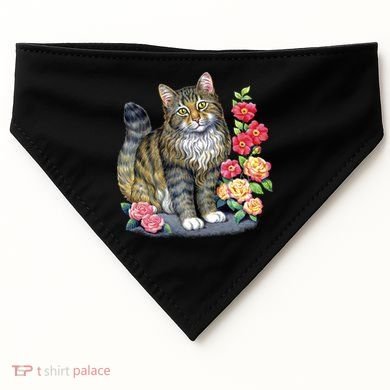 Cat and Roses USA-Made Doggie Bandana
