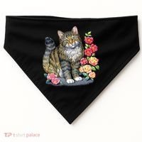 Cat and Roses USA-Made Doggie Bandana thumb 0