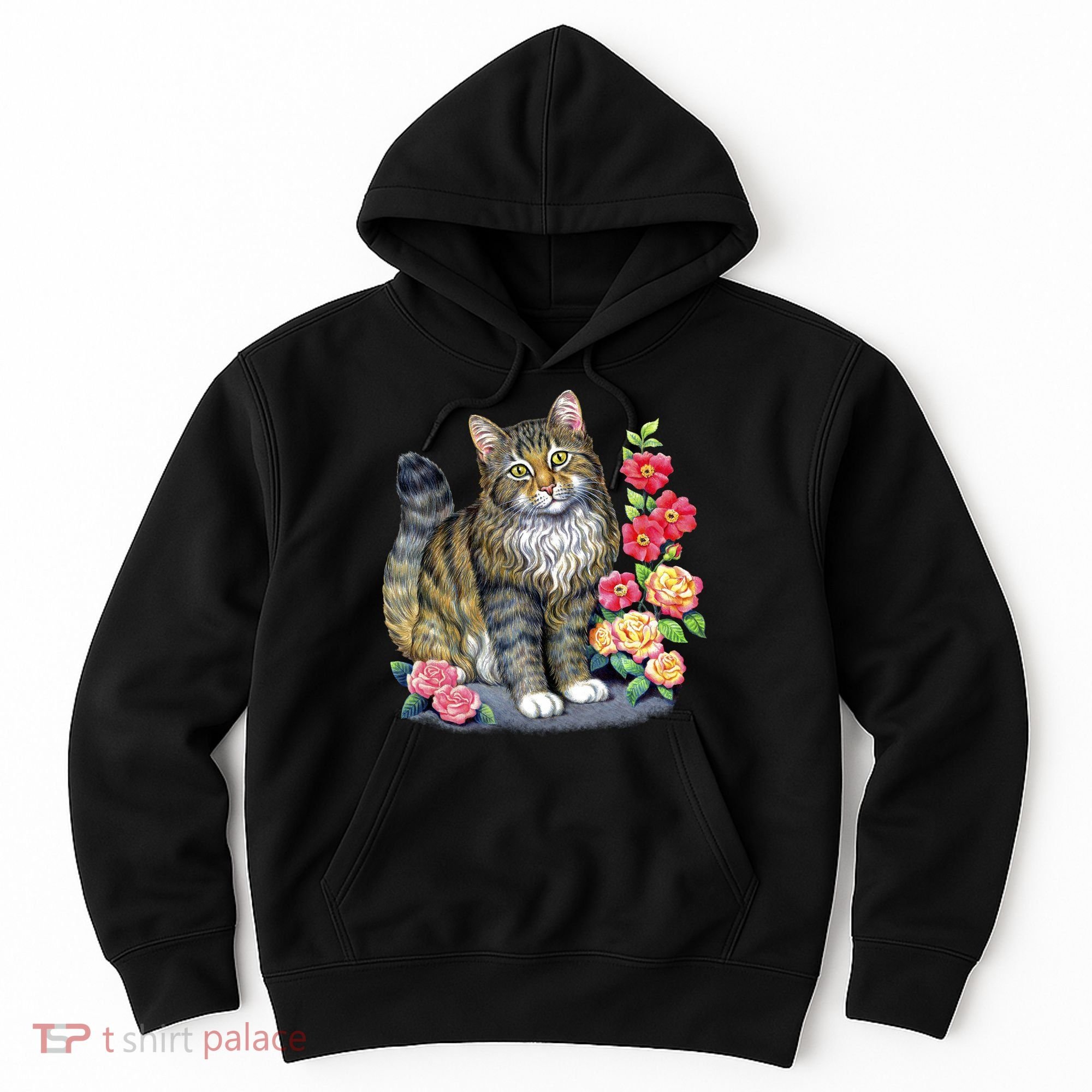 Cat and Roses Hoodie