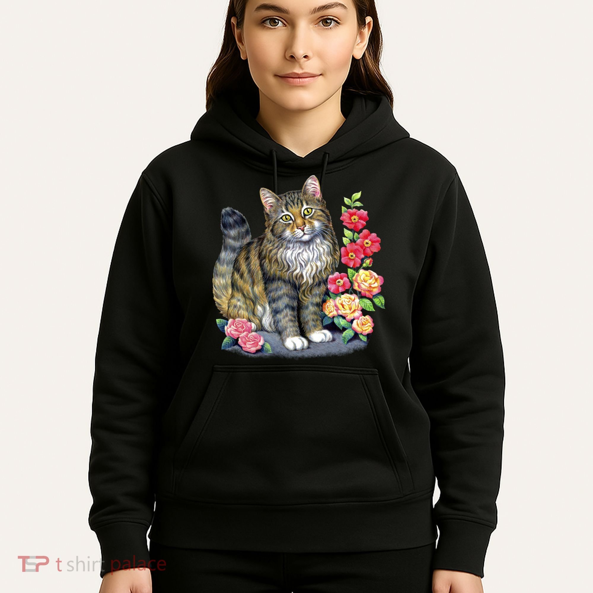 Cat and Roses Hoodie