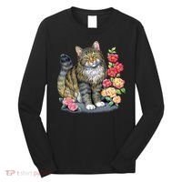 Cat and Roses Long Sleeve Shirt thumb 0