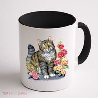 Cat and Roses Coffee Mug thumb 1