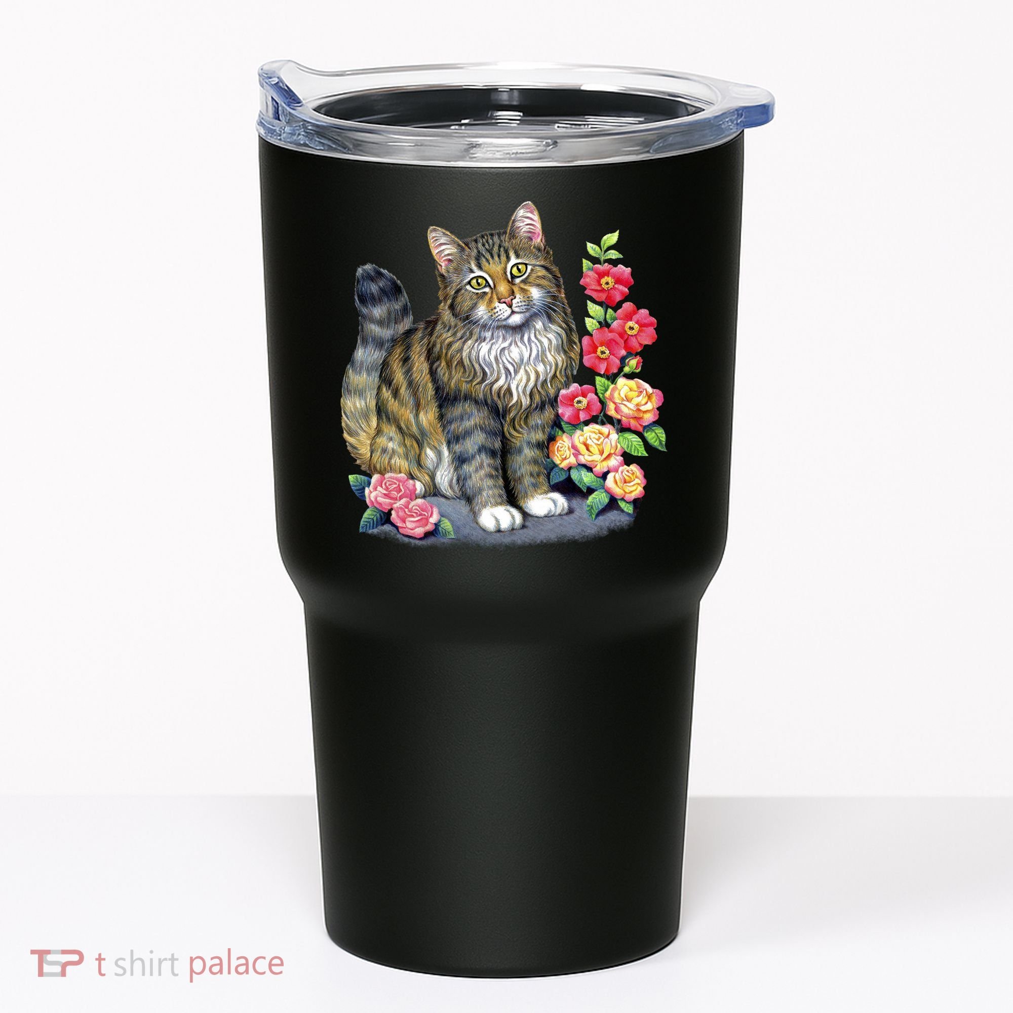 Cat and Roses Tumbler