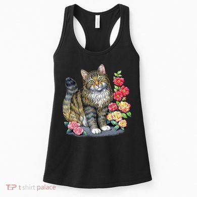 Cat and Roses Women's Tank Top