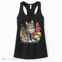 Cat and Roses Women's Tank Top thumb 0