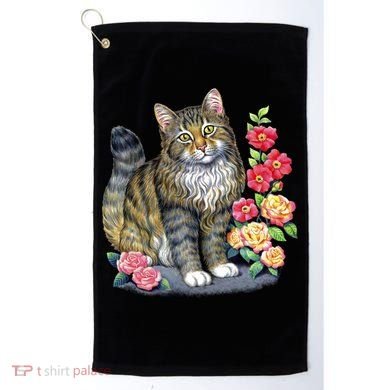 Cat and Roses Golf Towel