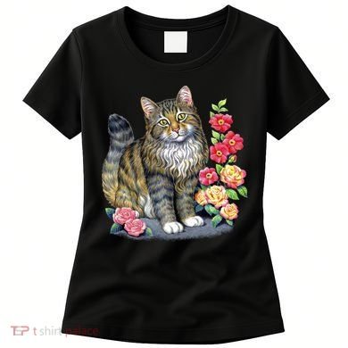 Cat and Roses Women's T-Shirt