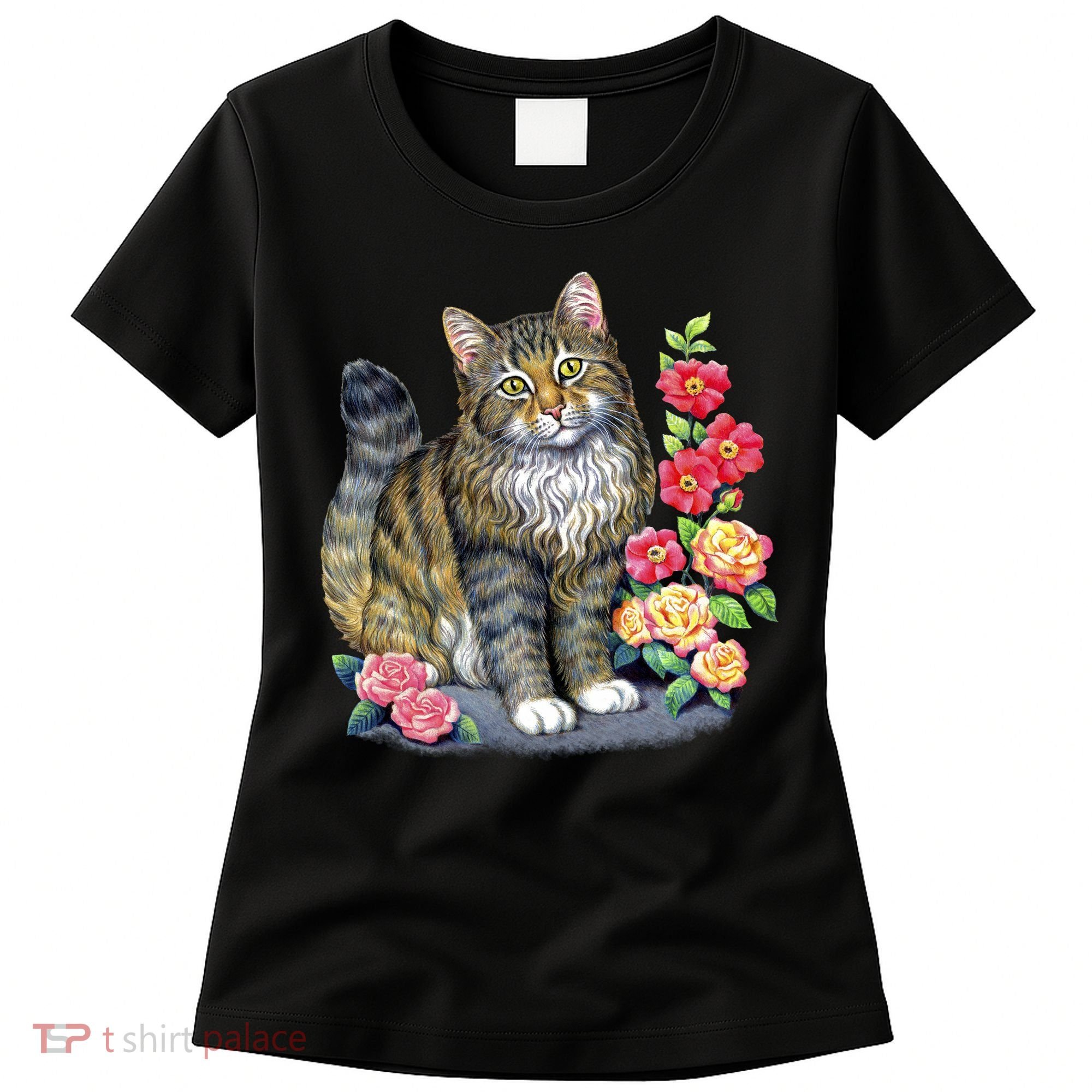 Cat and Roses Women's T-Shirt