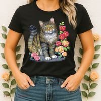 Cat and Roses Women's T-Shirt thumb 2