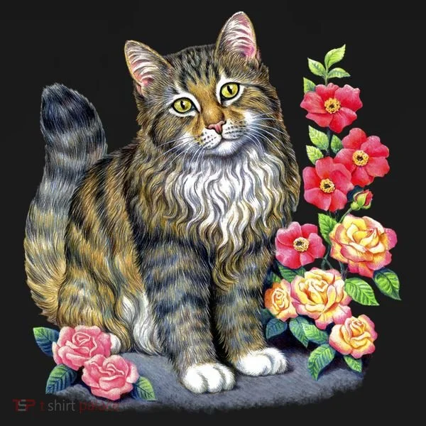 Cat and Roses Women's T-Shirt