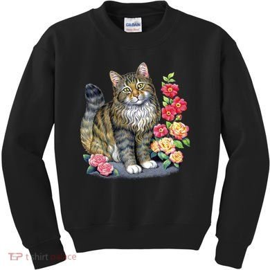 Cat and Roses Kids Sweatshirt
