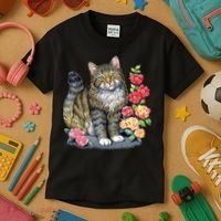 Cat and Roses Kids T-Shirt thumb 3