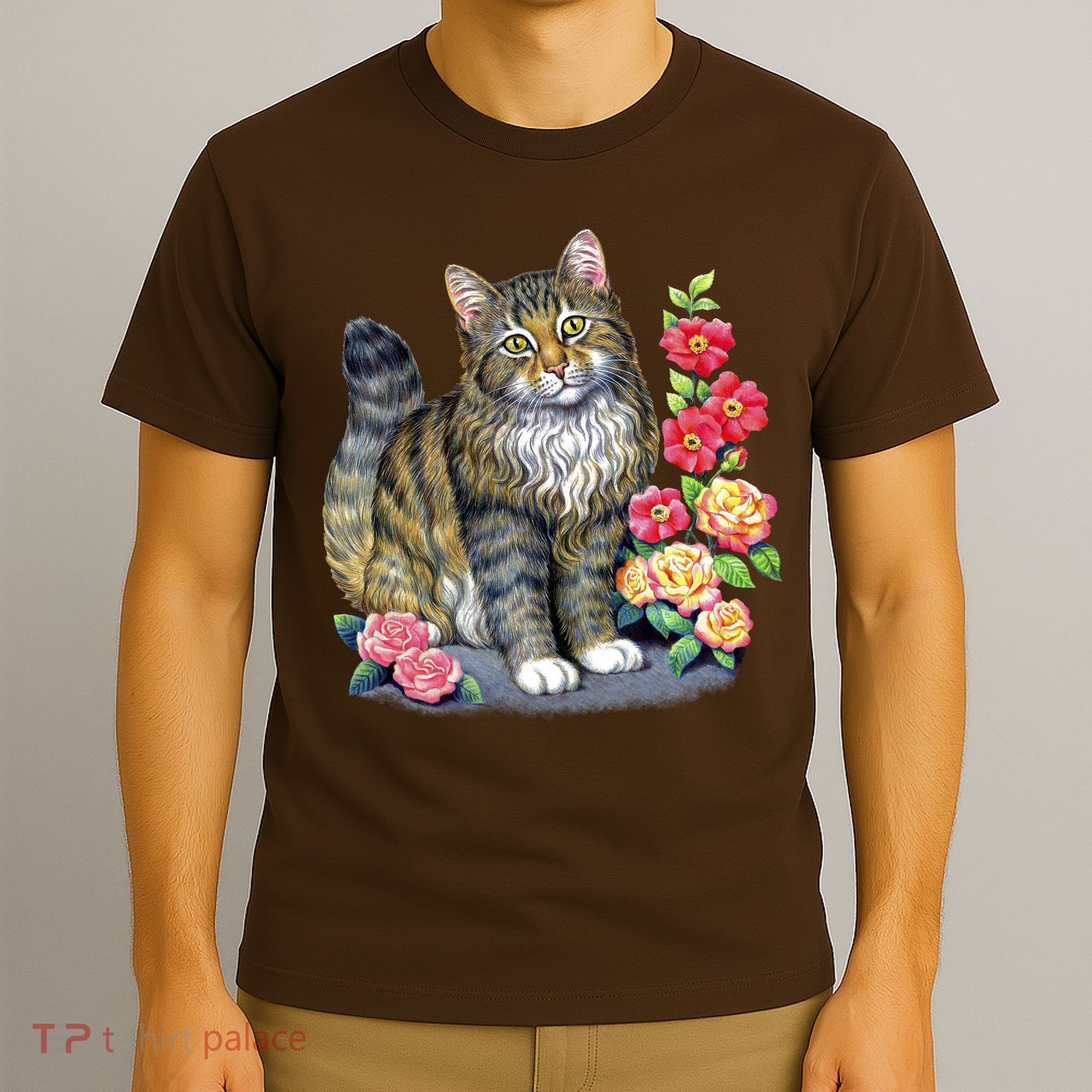 Cat and Roses T-Shirt