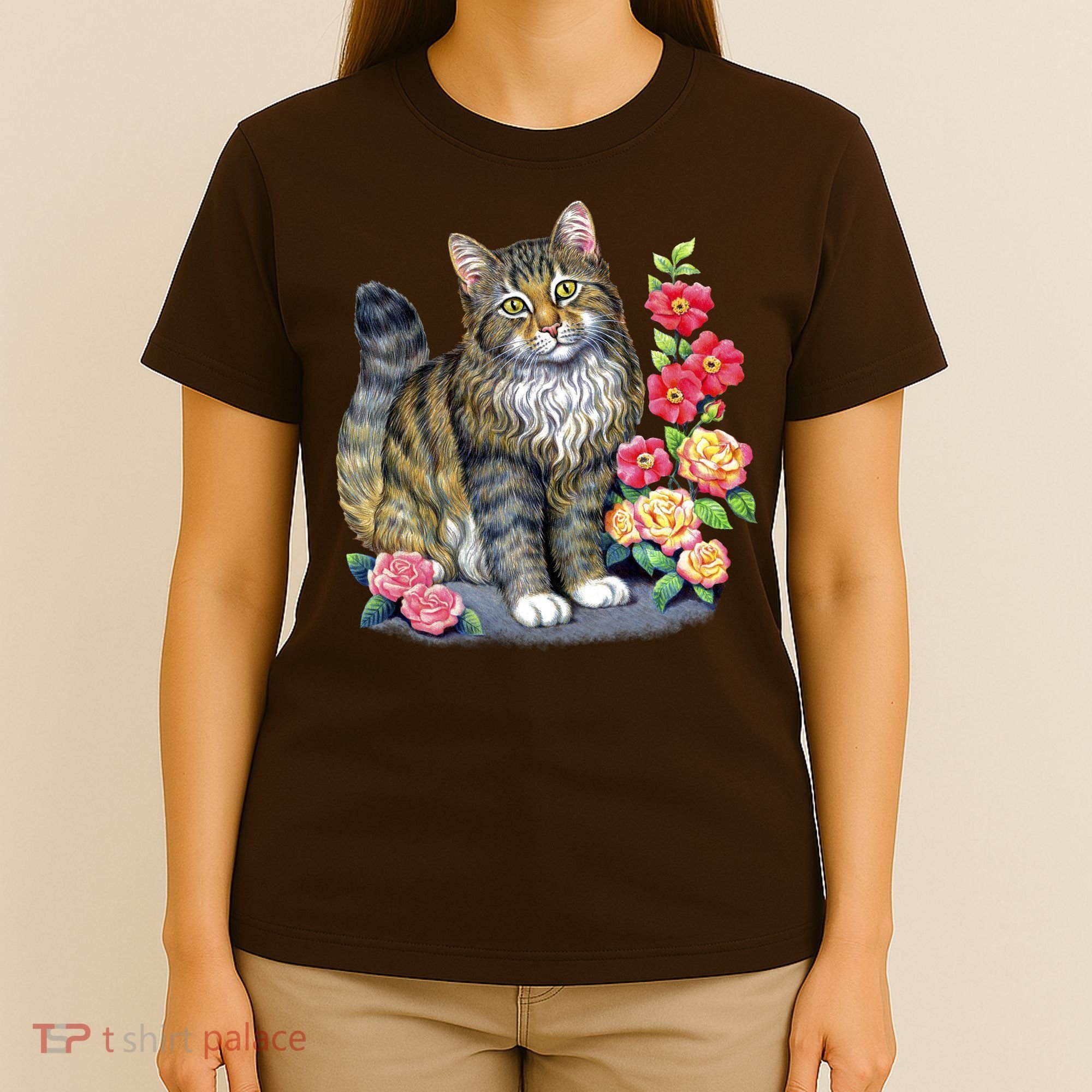 Cat and Roses T-Shirt