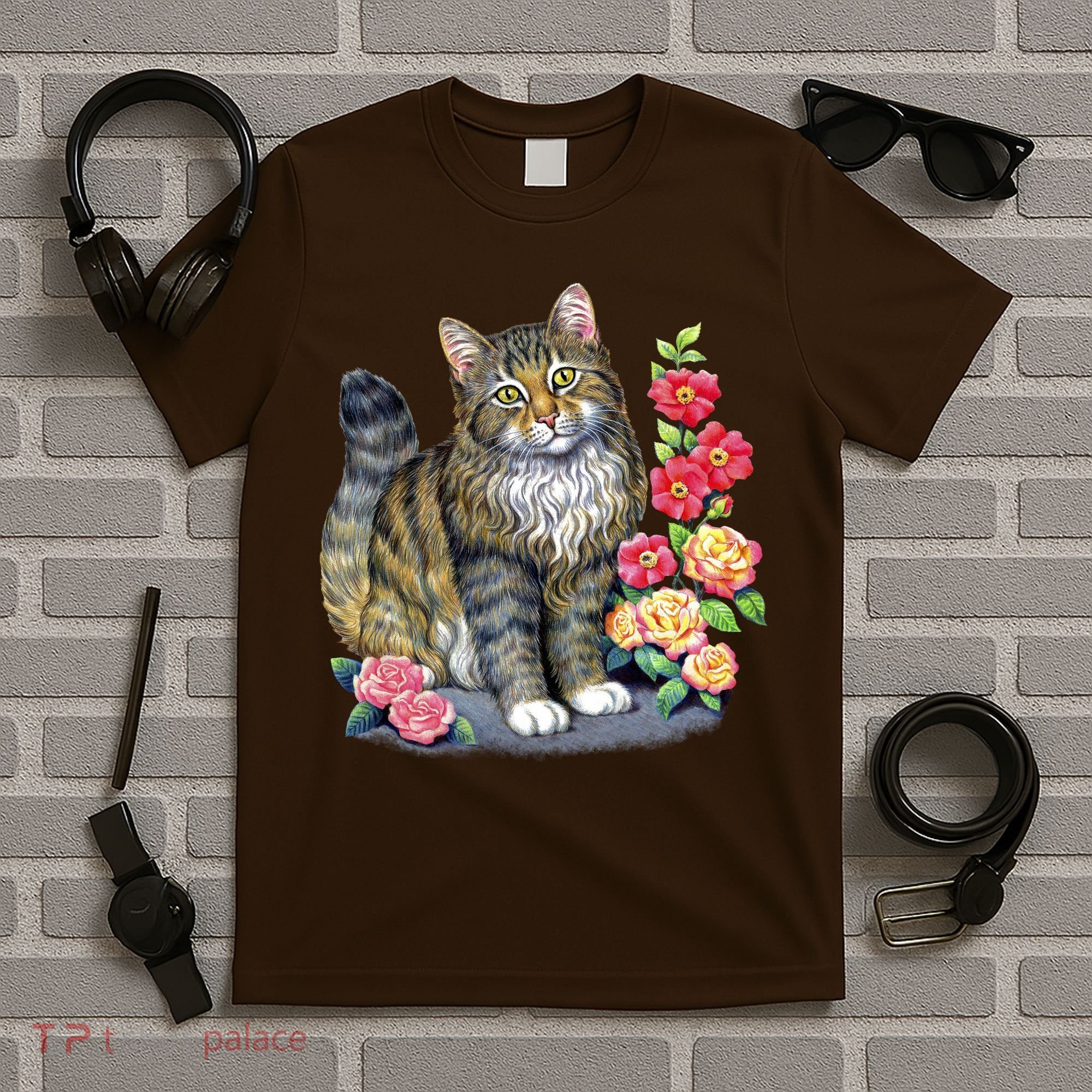 Cat and Roses T-Shirt