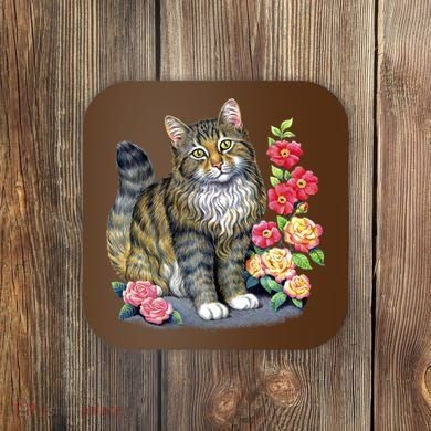 Cat and Roses Coaster