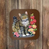 Cat and Roses Coaster thumb 0