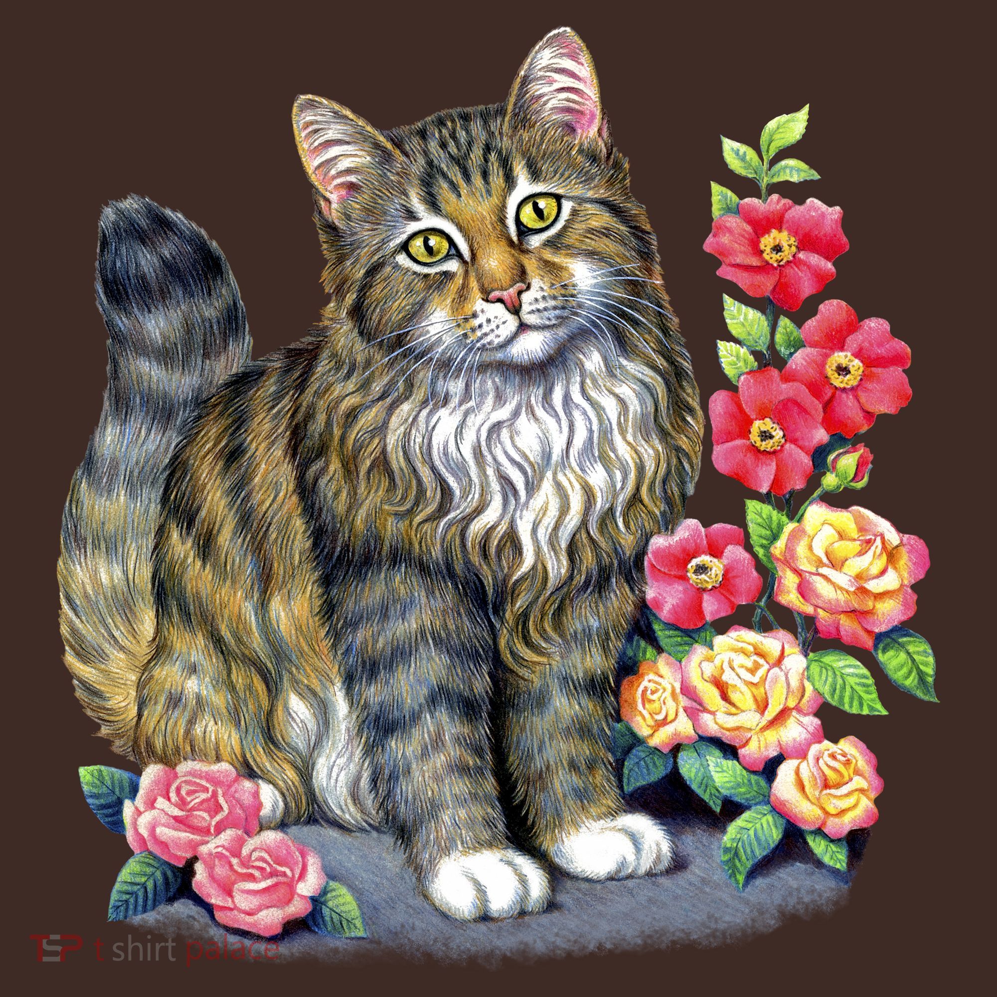 Cat and Roses Coaster