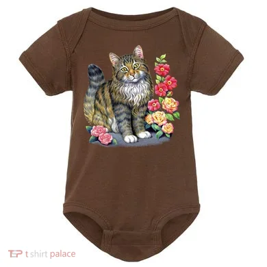 Cat and Roses Baby Bodysuit