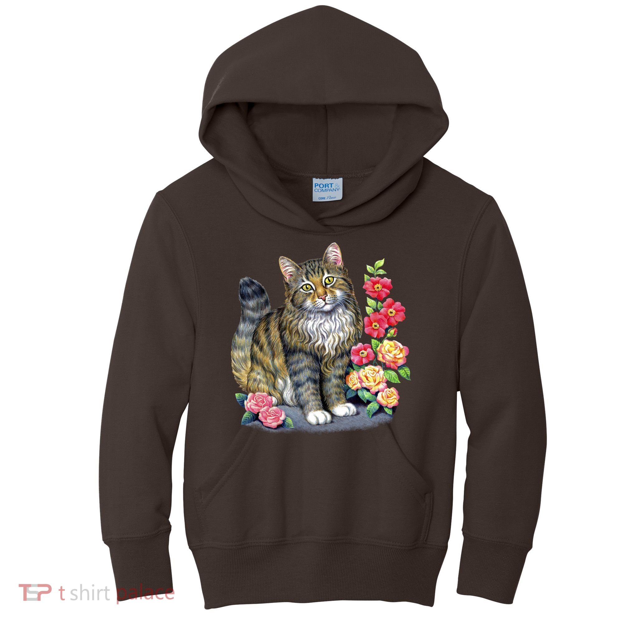 Cat and Roses Kids Hoodie
