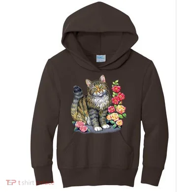 Cat and Roses Kids Hoodie