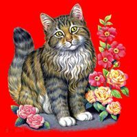 Cat and Roses Santa Hat thumb 1