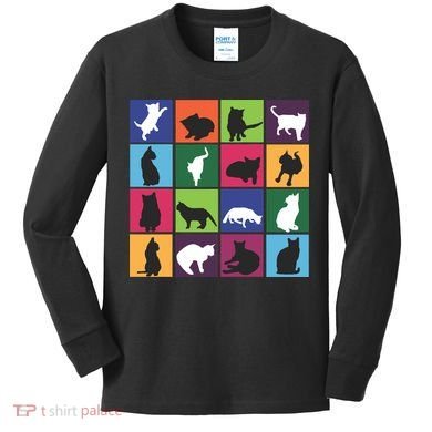 Cat Blocks Kids Long Sleeve Shirt