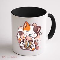 Cat Boba Tea Kawaii Coffee Mug thumb 1