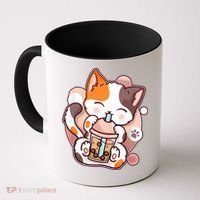 Cat Boba Tea Kawaii Coffee Mug thumb 0