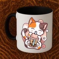 Cat Boba Tea Kawaii Coffee Mug thumb 2